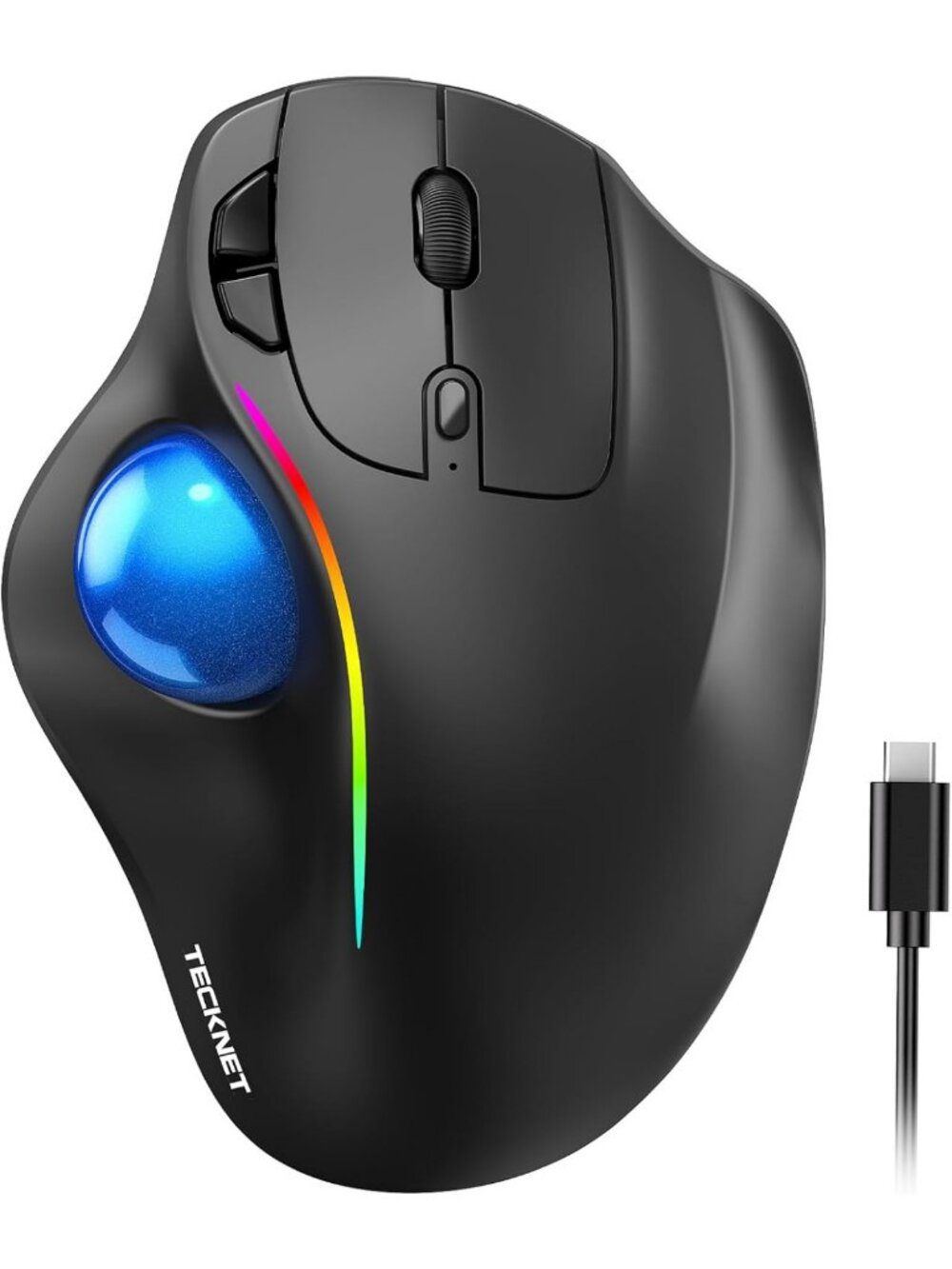 TECKNET Wireless Trackball Mouse, Bluetooth Mouse with Ergonomic, Black